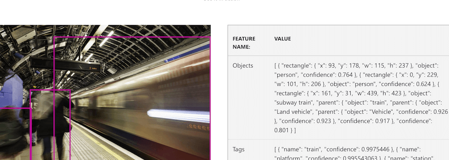 Screenshot van het testen van ML image recognition